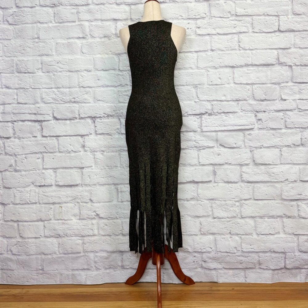 Rails Kaia Black & Metallic Gold Knit Bodycon Dress - Picture 2 of 6